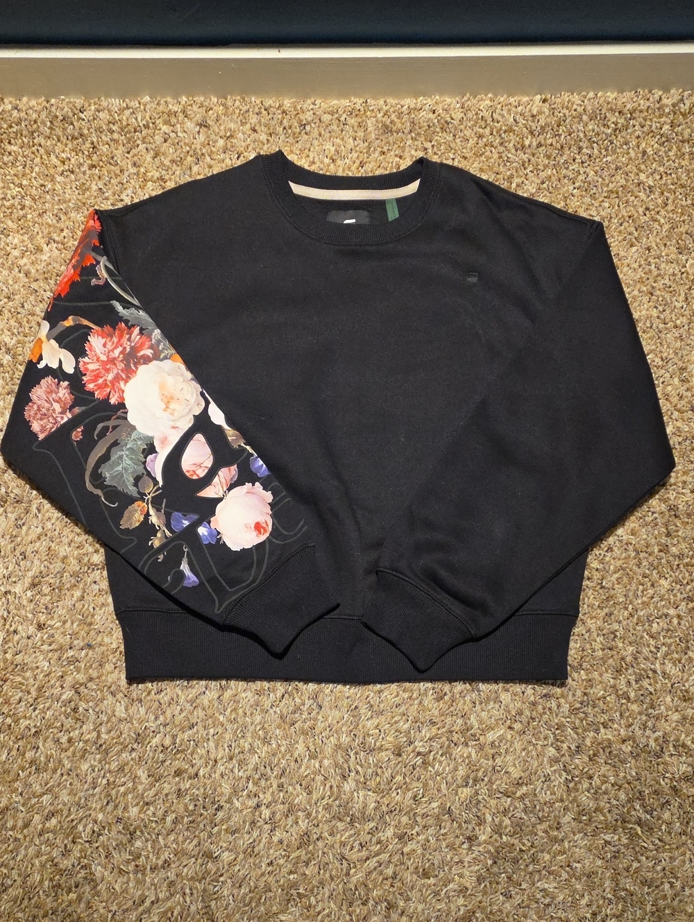 G Star RAW Floral Black Sweatshirt S Small